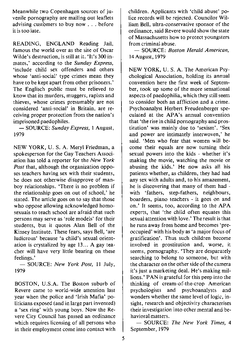 PAN - A Magazine About Boy-Love, Number 3 [Vol.1 No.3], November 1979, page 5