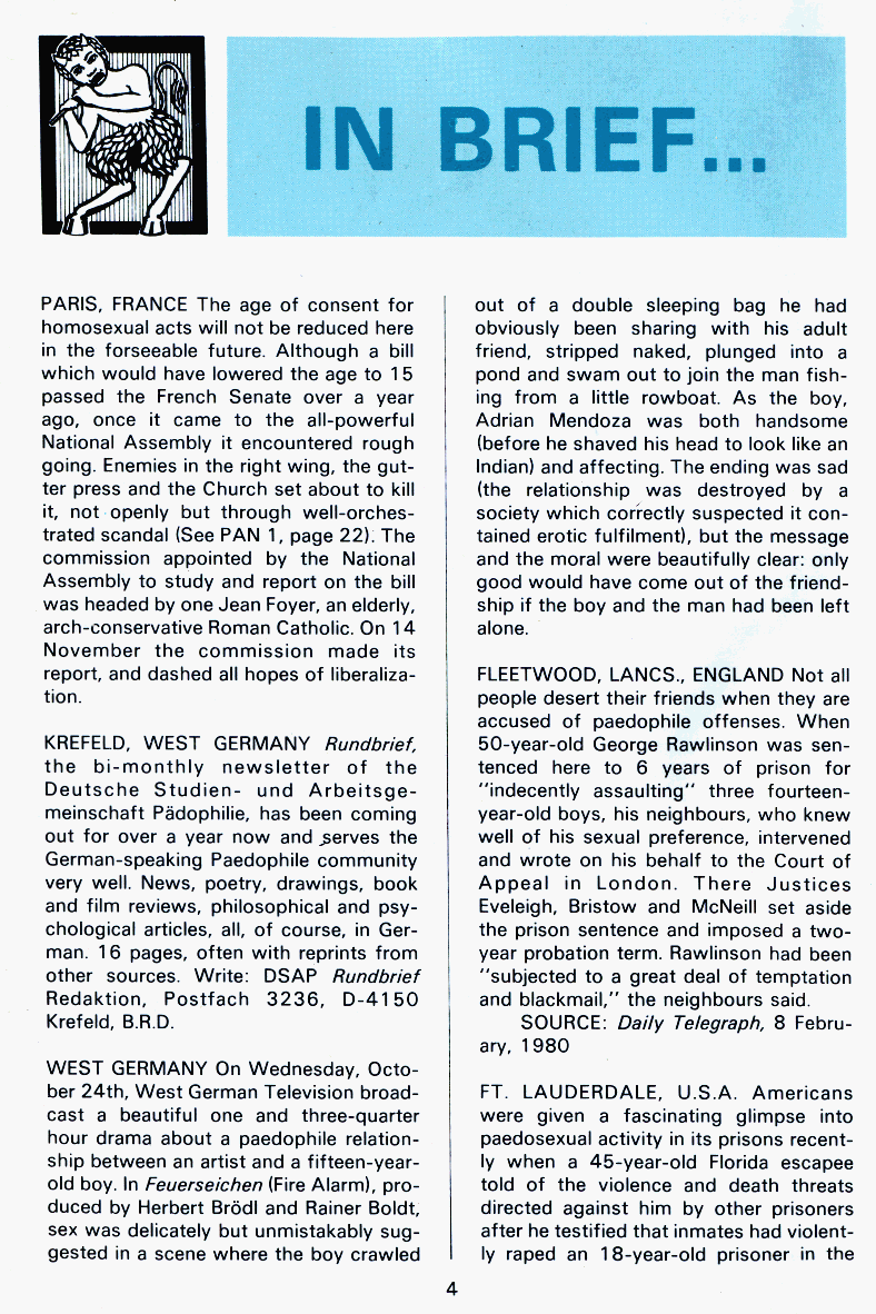 PAN - A Magazine About Boy-Love, Number 4, February 1980, page 4