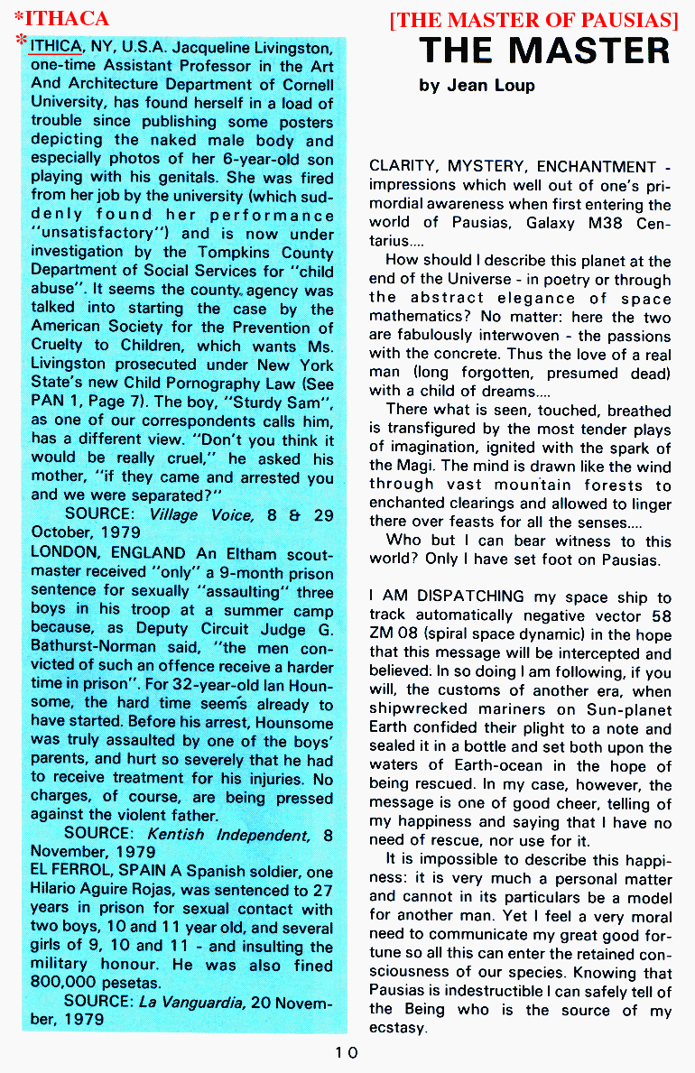 PAN - A Magazine About Boy-Love, Number 4, February 1980, page 10