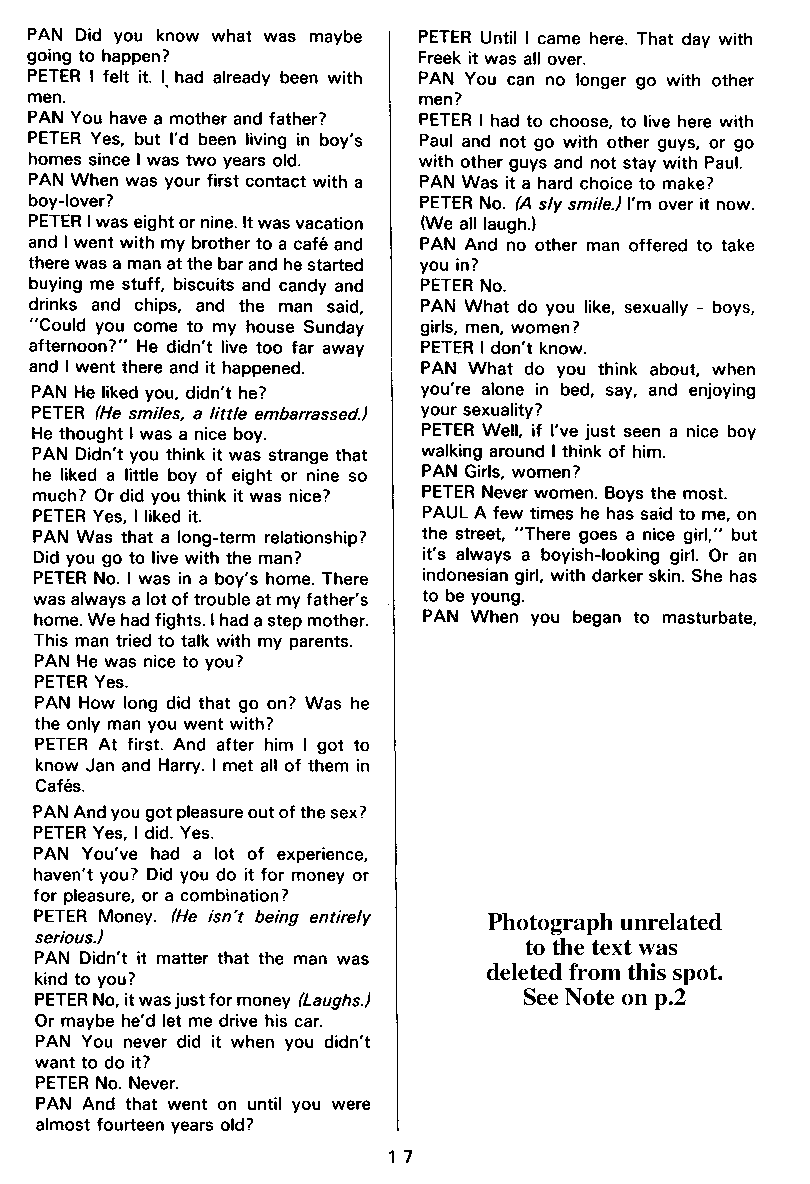 PAN - A Magazine About Boy-Love, Number 4, February 1980, page 17