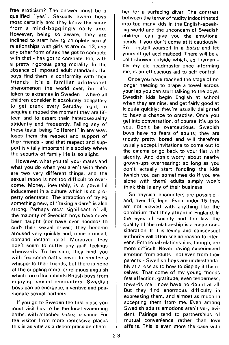 PAN - A Magazine About Boy-Love, Number 4, February 1980, page 23