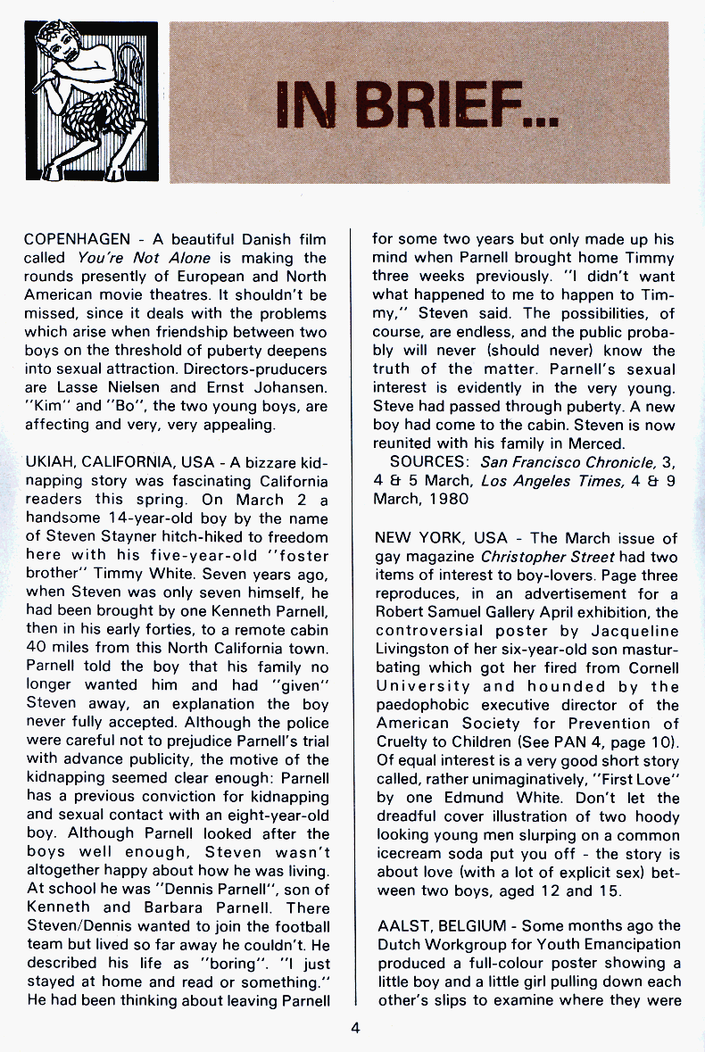 PAN - A Magazine About Boy-Love, Number 5, May 1980, page 4