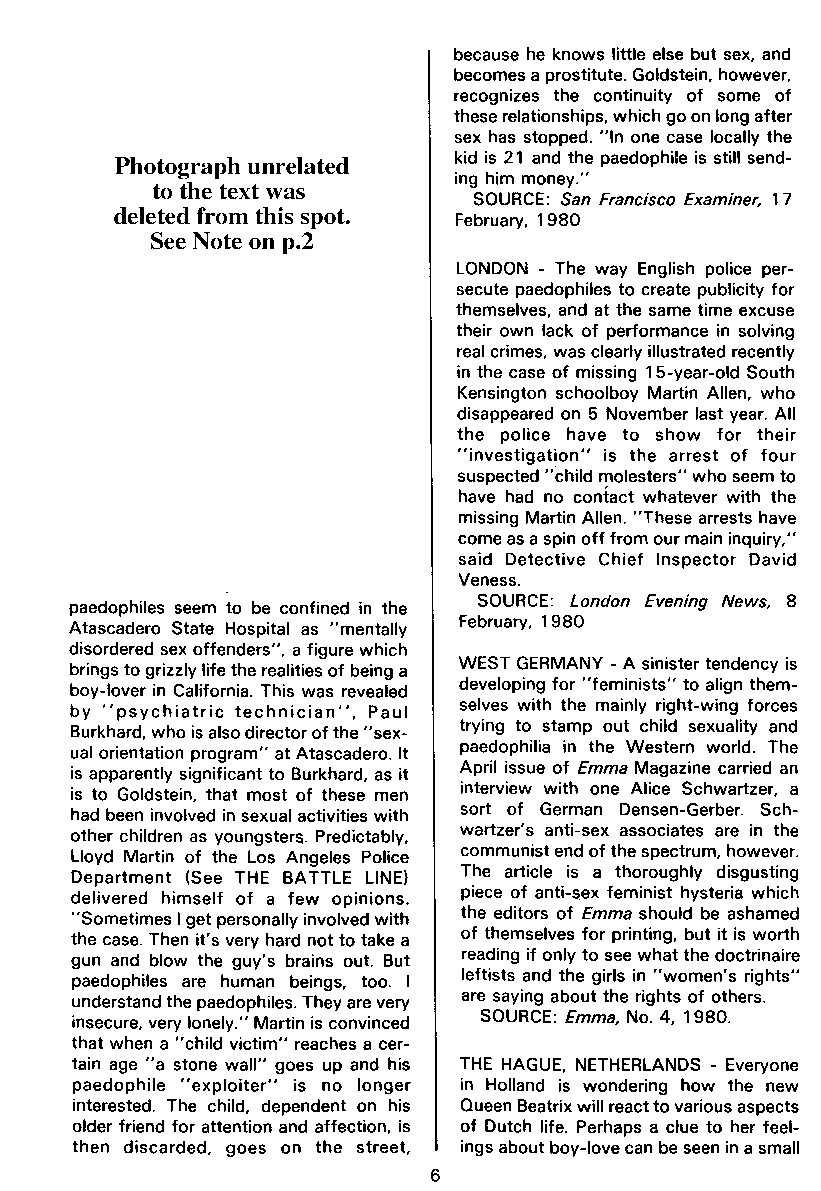 PAN - A Magazine About Boy-Love, Number 5, May 1980, page 6