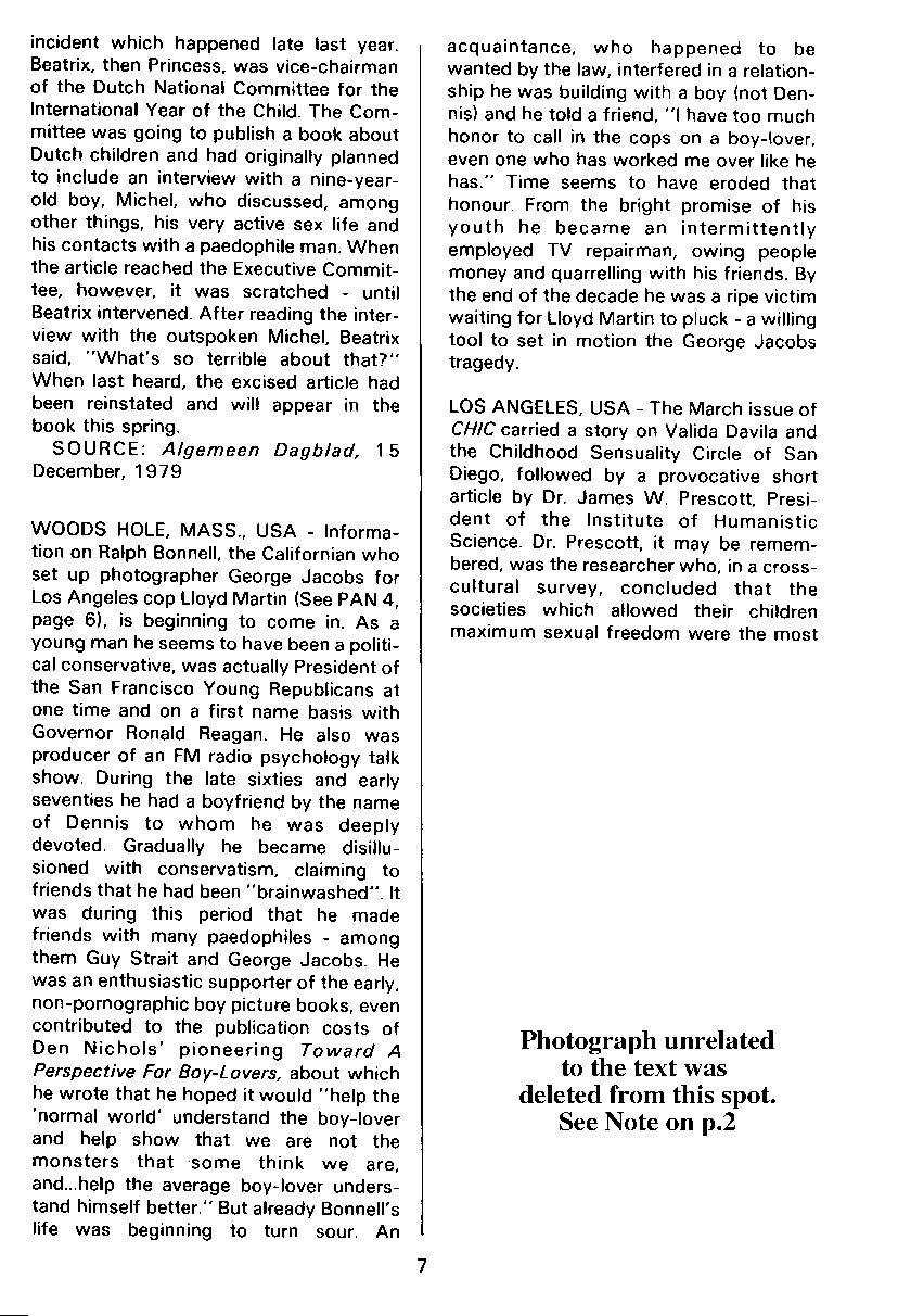 PAN - A Magazine About Boy-Love, Number 5, May 1980, page 7