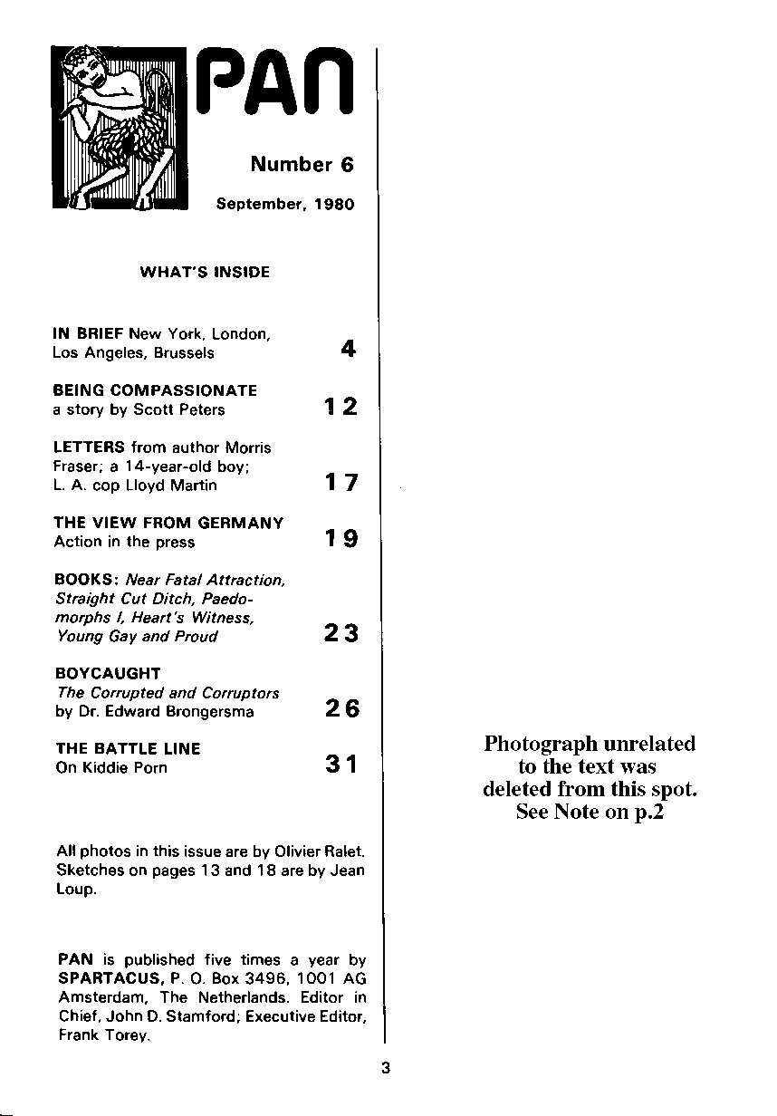 PAN - A Magazine About Boy-Love, Number 6, September 1980, page 3