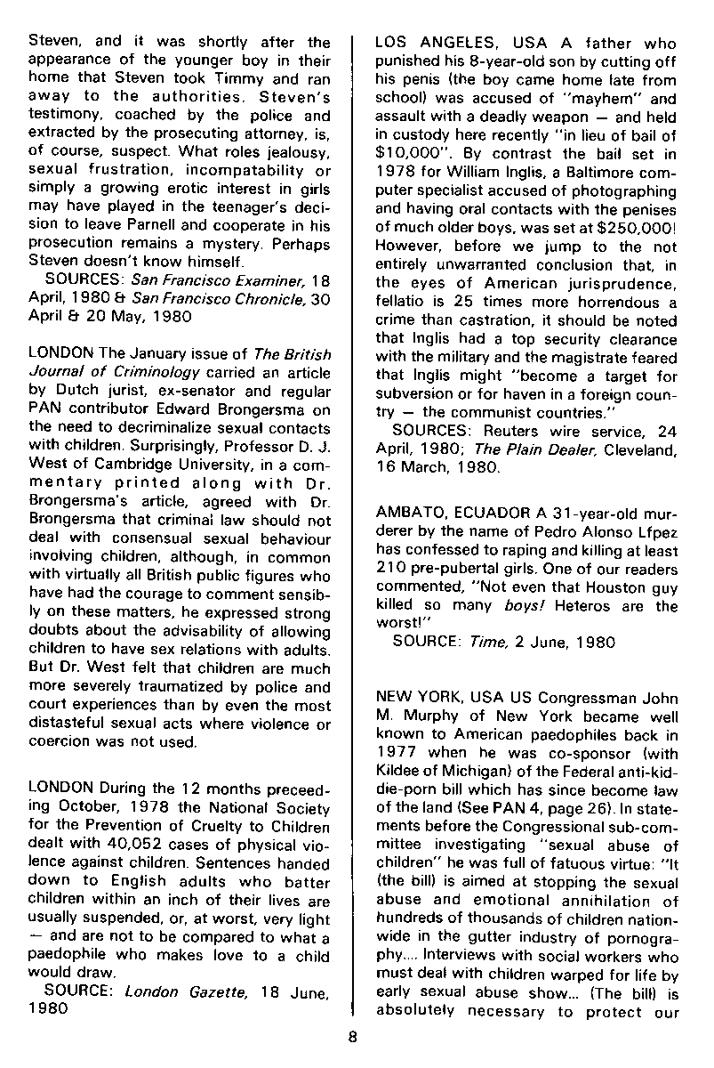 PAN - A Magazine About Boy-Love, Number 6, September 1980, page 8