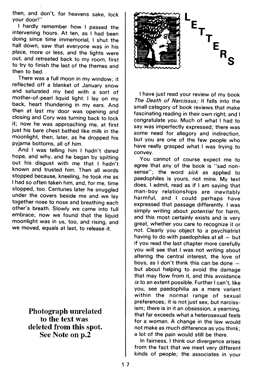 PAN - A Magazine About Boy-Love, Number 6, September 1980, page 17