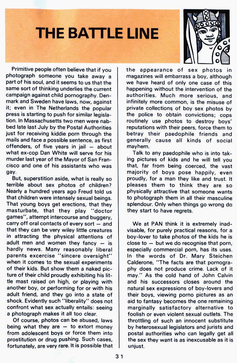 PAN - A Magazine About Boy-Love, Number 6, September 1980, page 31