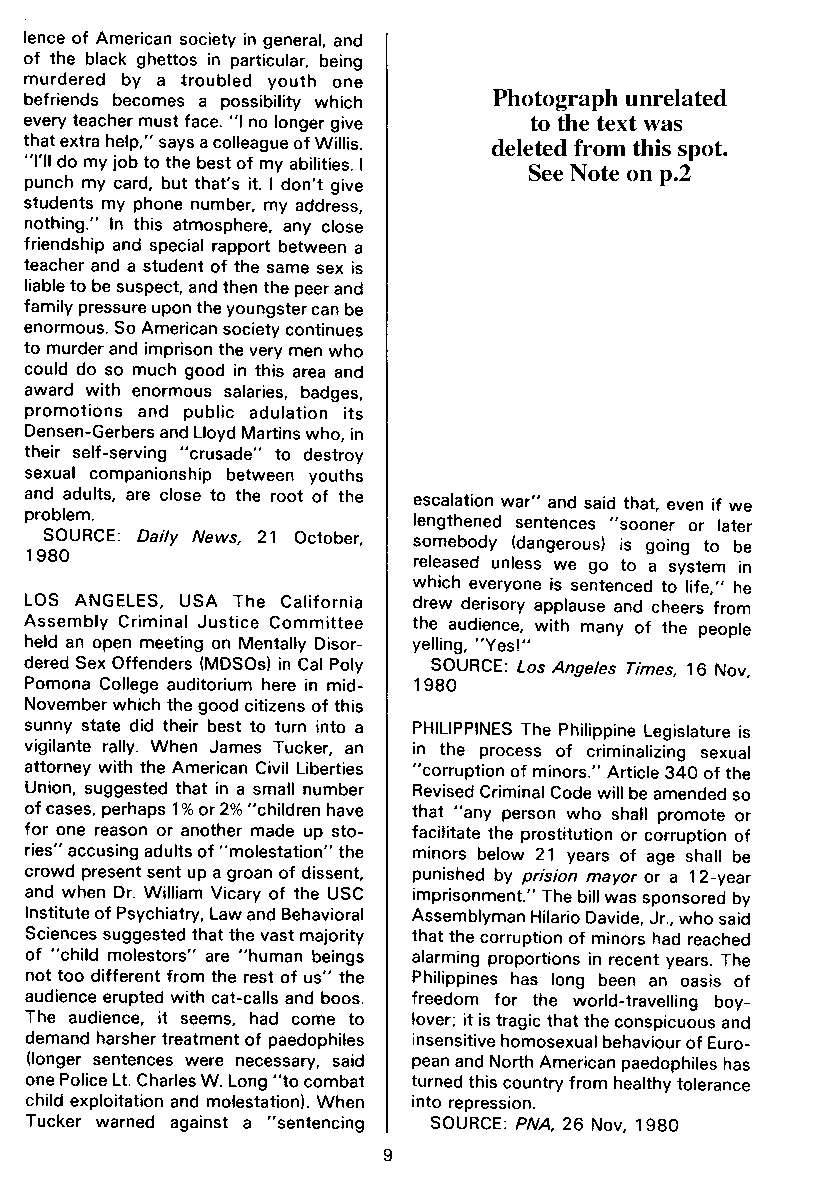 PAN - A Magazine About Boy-Love, Number 7, December 1980, page 9