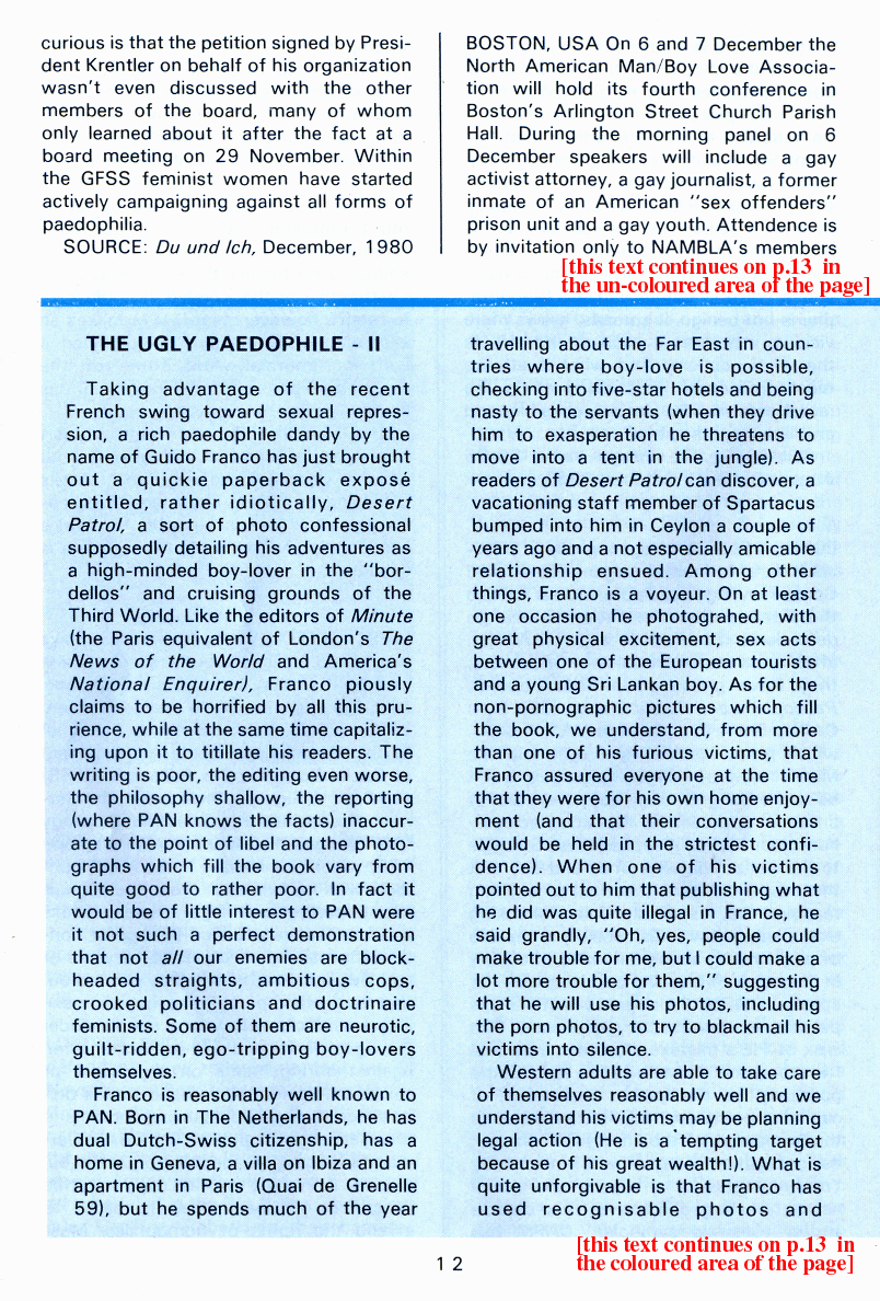 PAN - A Magazine About Boy-Love, Number 7, December 1980, page 12