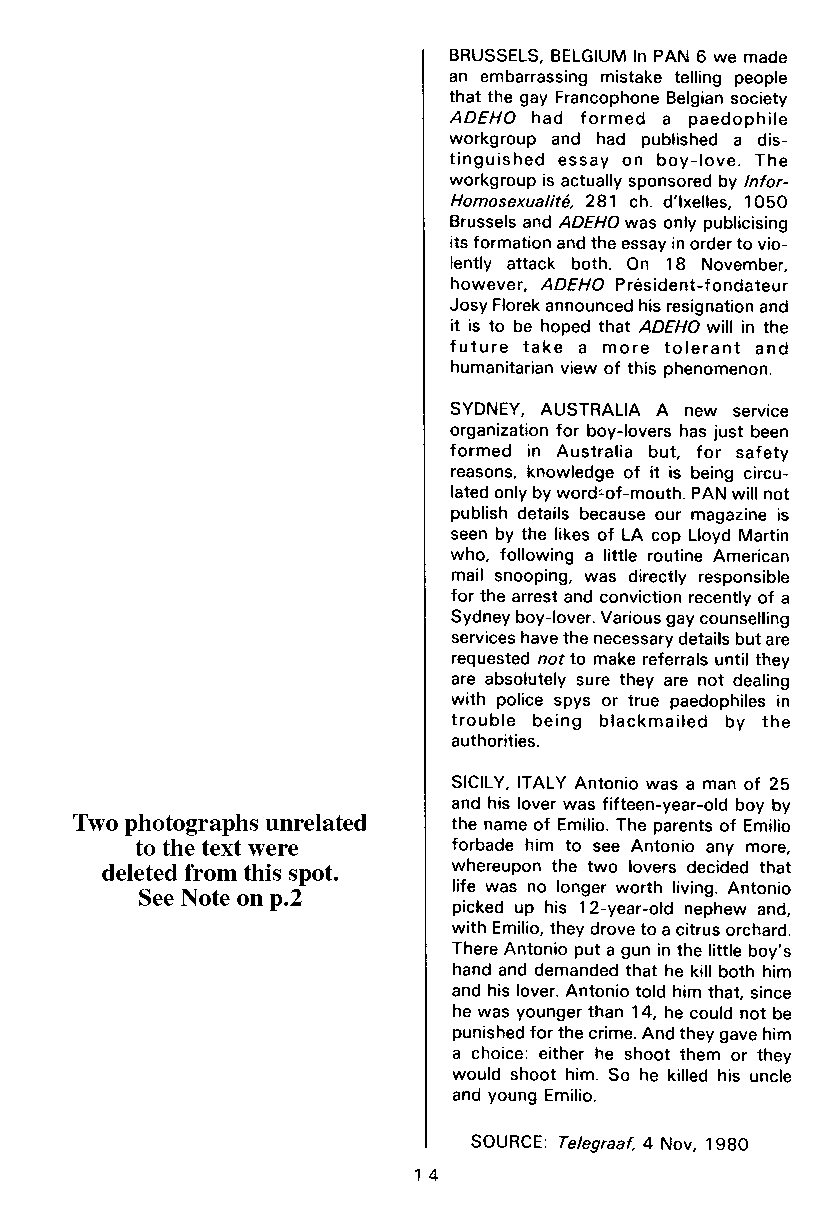 PAN - A Magazine About Boy-Love, Number 7, December 1980, page 14