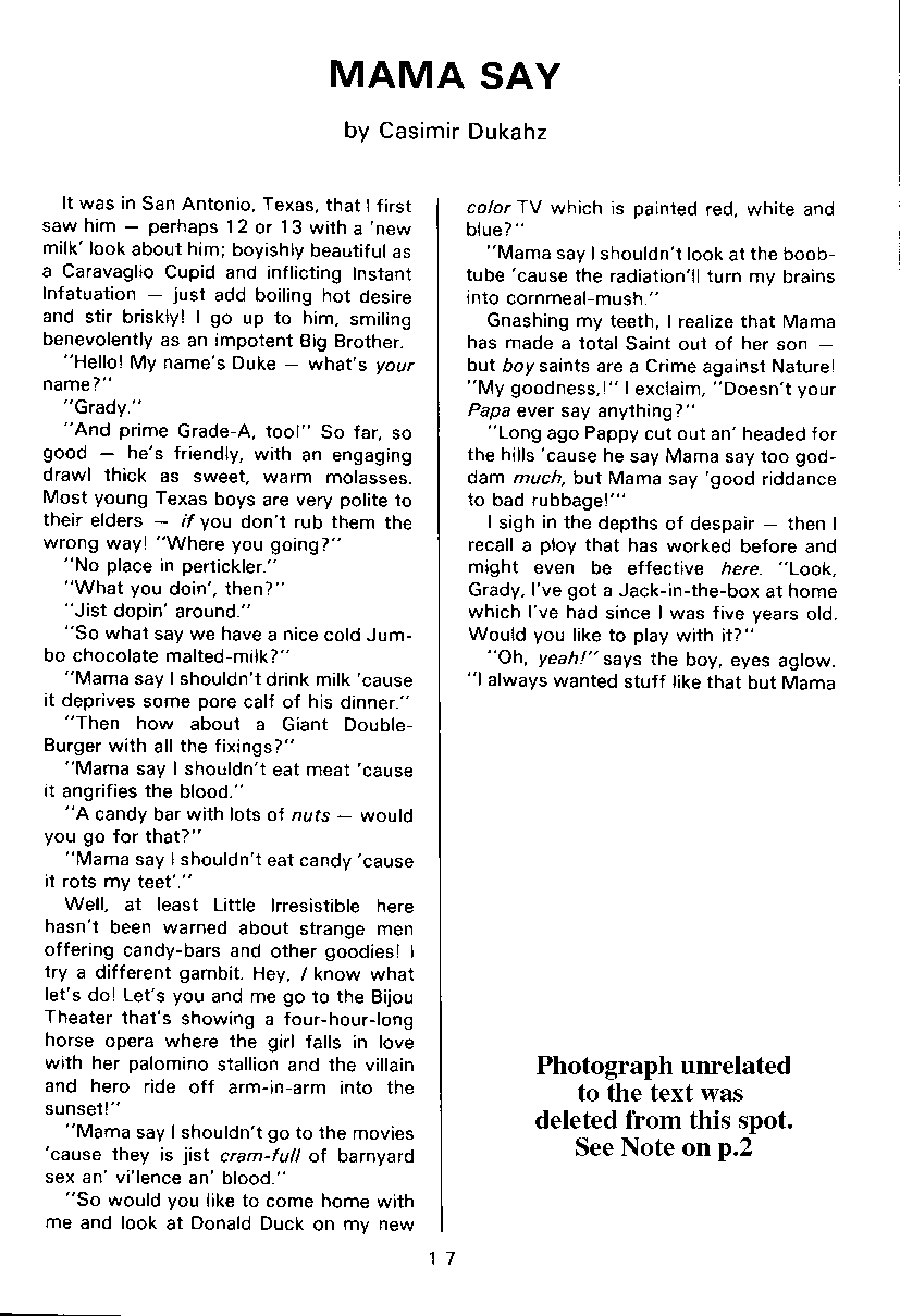 PAN - A Magazine About Boy-Love, Number 7, December 1980, page 17