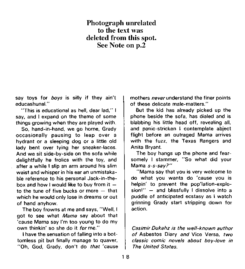 PAN - A Magazine About Boy-Love, Number 7, December 1980, page 18