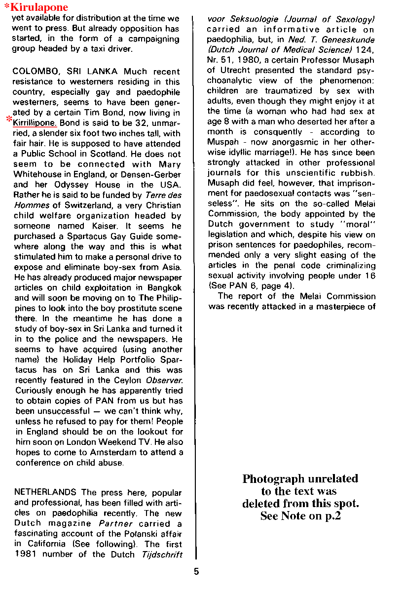 PAN - A Magazine About Boy-Love, Number 8, April 1981, page 5