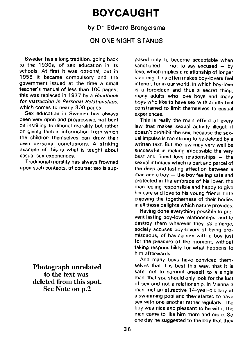 PAN - A Magazine About Boy-Love, Number 8, April 1981, page 36