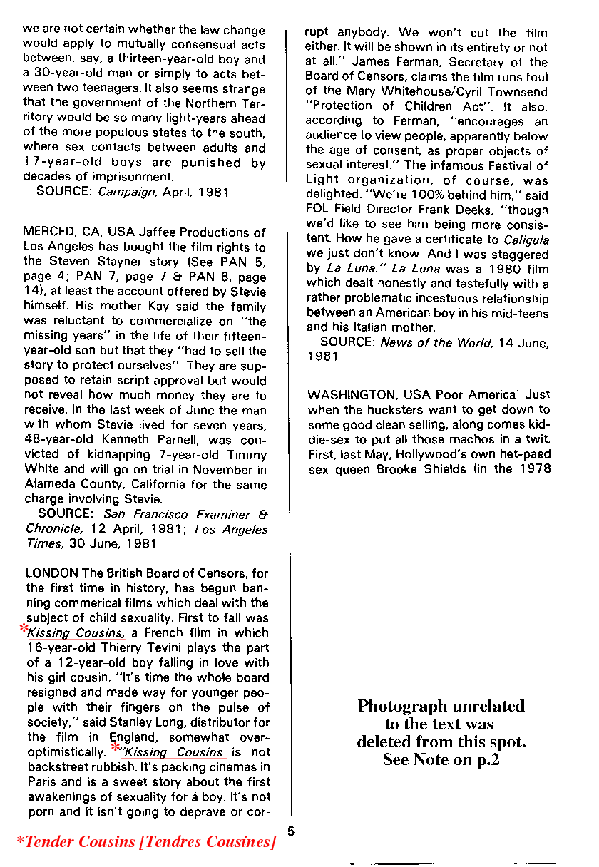 PAN - A Magazine About Boy-Love, Number 9, July 1981, page 5