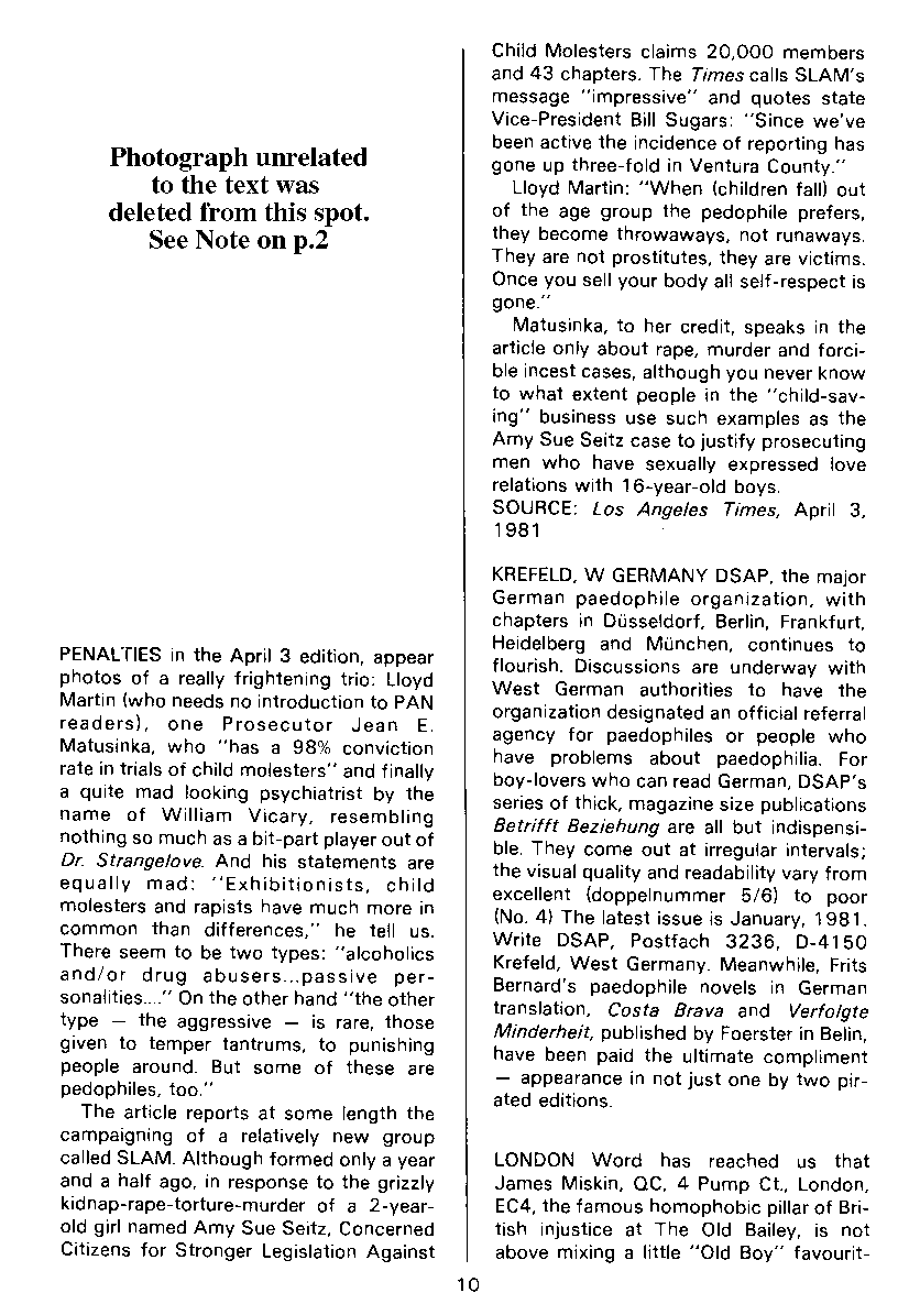 PAN - A Magazine About Boy-Love, Number 9, July 1981, page 10