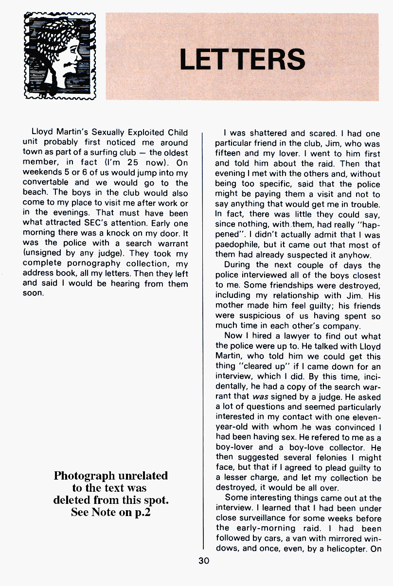 PAN - A Magazine About Boy-Love, Number 9, July 1981, page 30