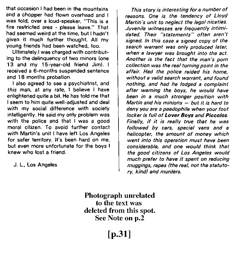 PAN - A Magazine About Boy-Love, Number 9, July 1981, page 31