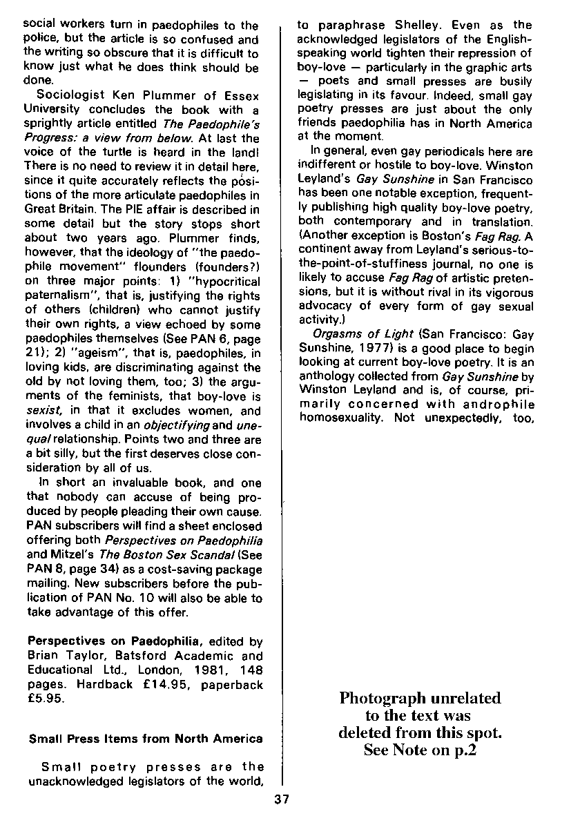 PAN - A Magazine About Boy-Love, Number 9, July 1981, page 37
