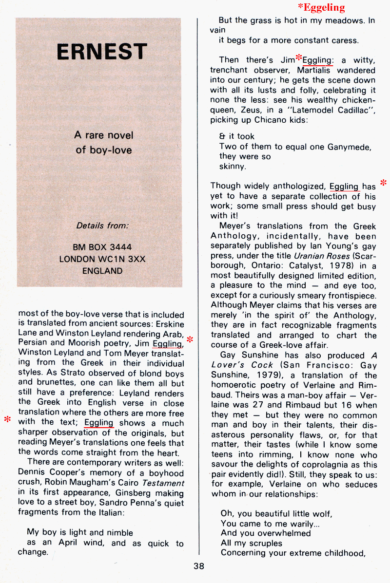 PAN - A Magazine About Boy-Love, Number 9, July 1981, page 38