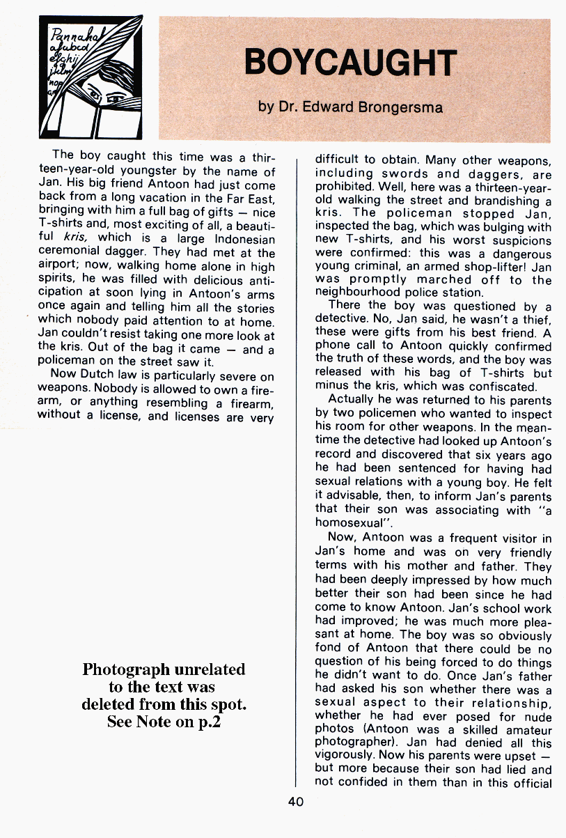 PAN - A Magazine About Boy-Love, Number 9, July 1981, page 40