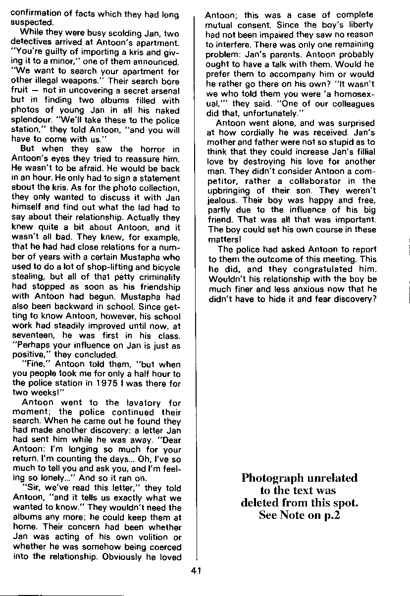 PAN - A Magazine About Boy-Love, Number 9, July 1981, page 41